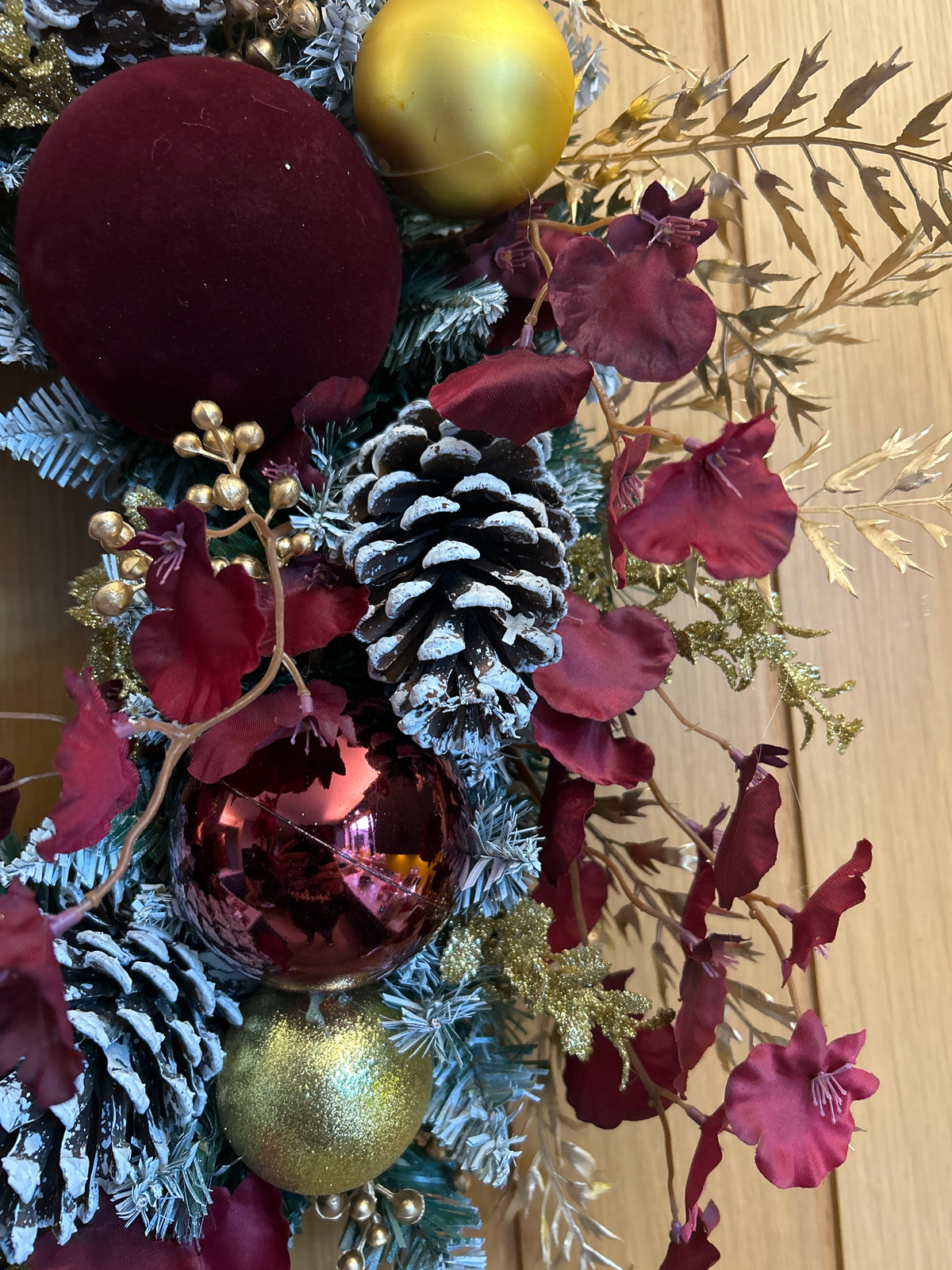 Burgundy and gold wreath