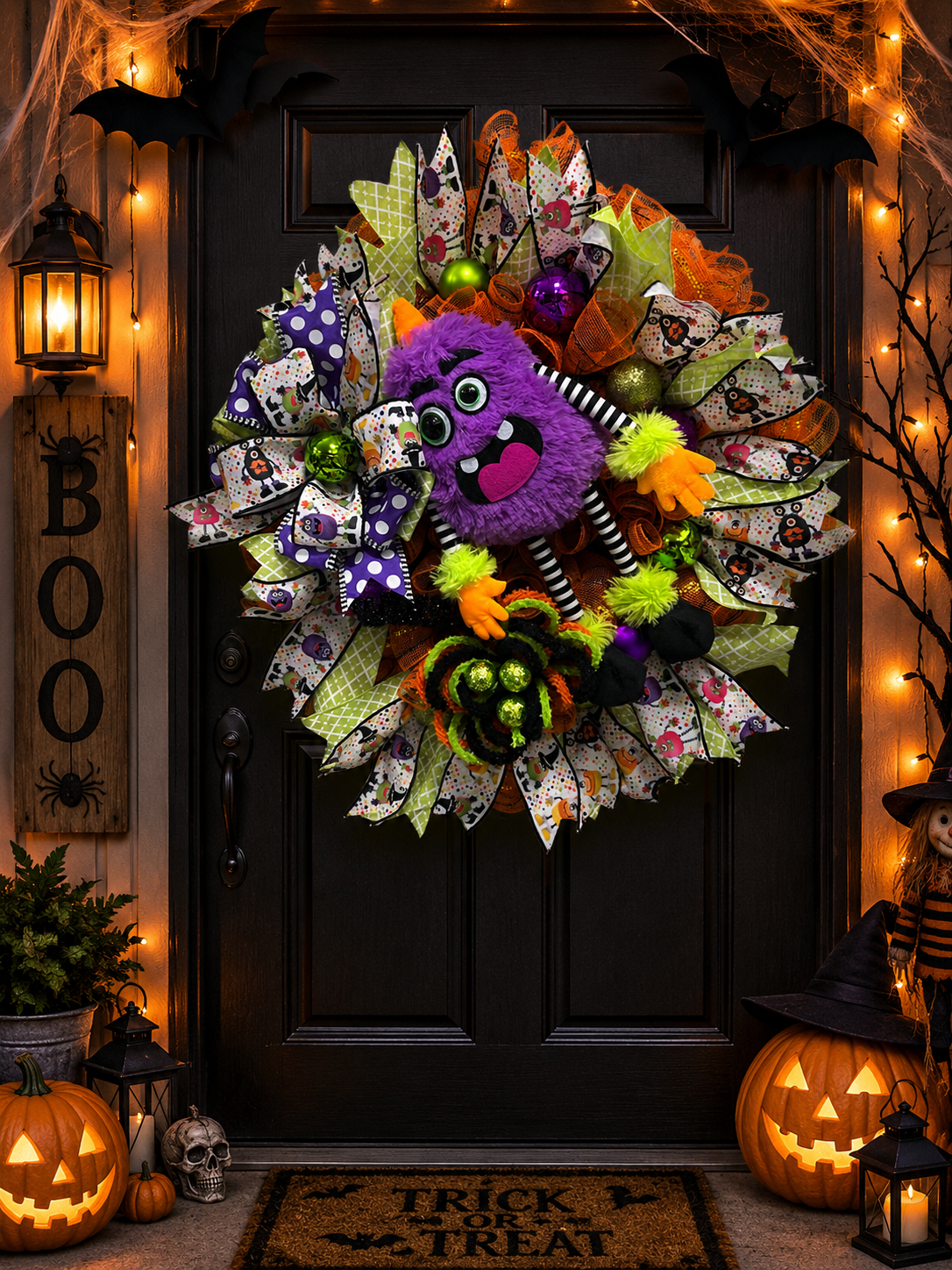 Halloween monster wreath