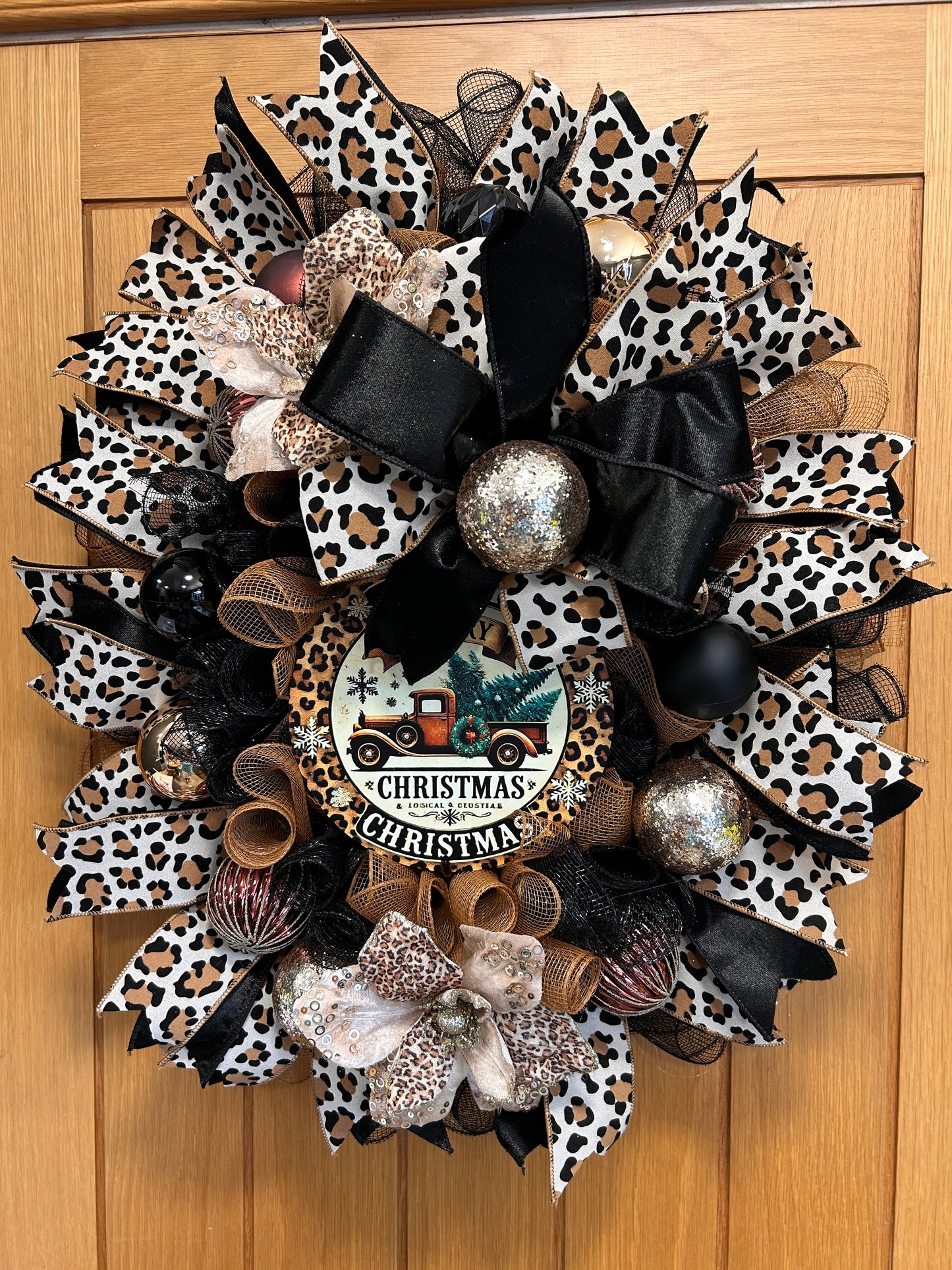 Leopard print Christmas wreath