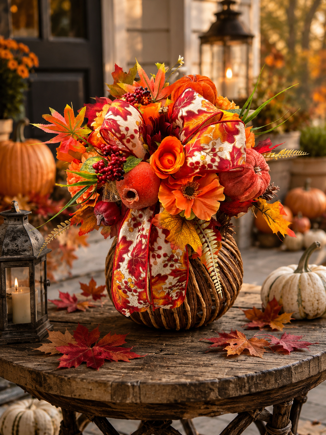 Autumn light up pumpkin lantern