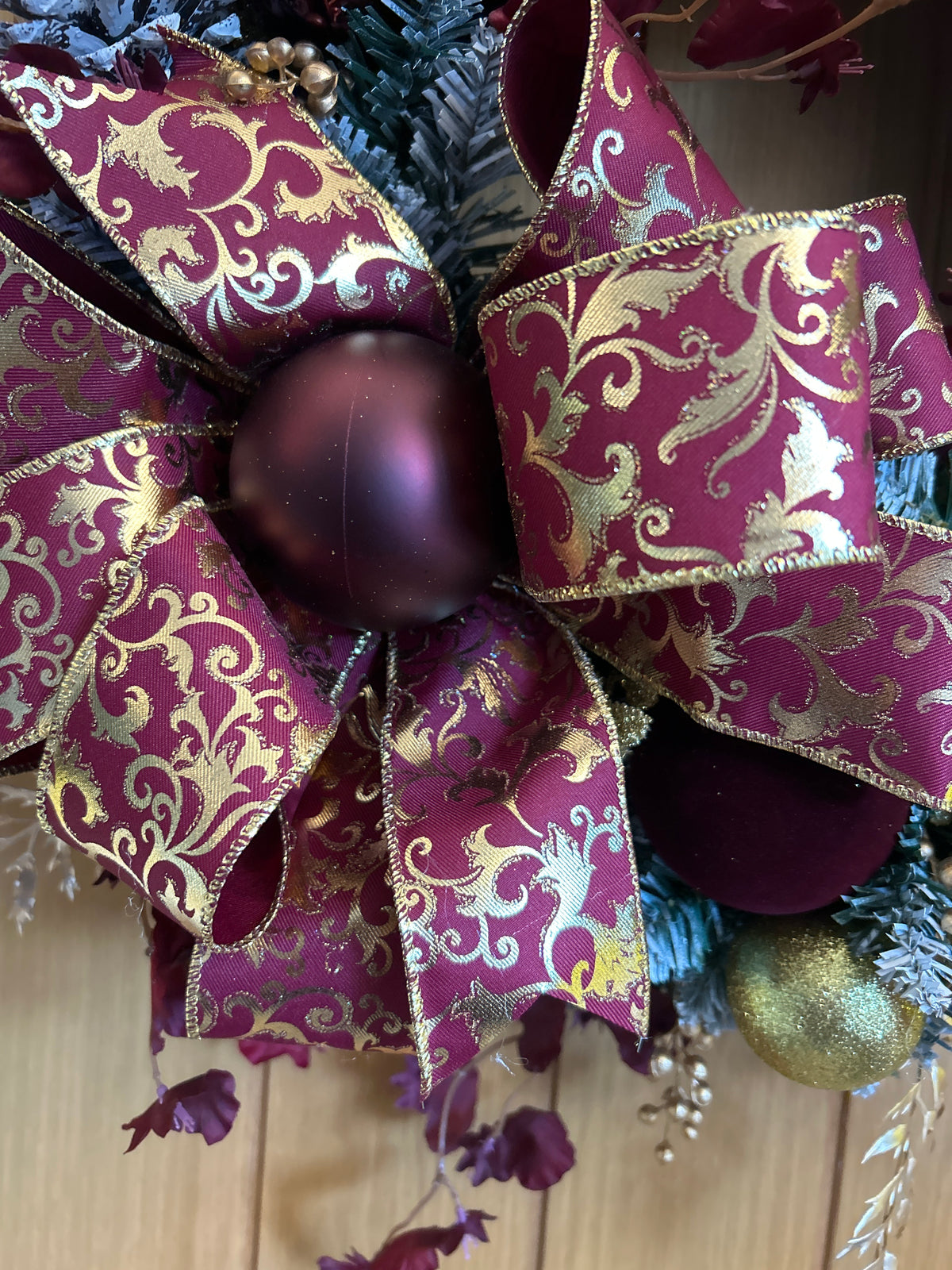 Burgundy and gold wreath