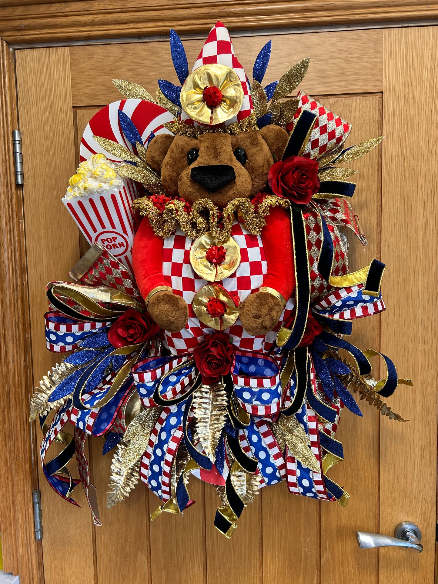 Circus bear wreath. Handmade attachment
