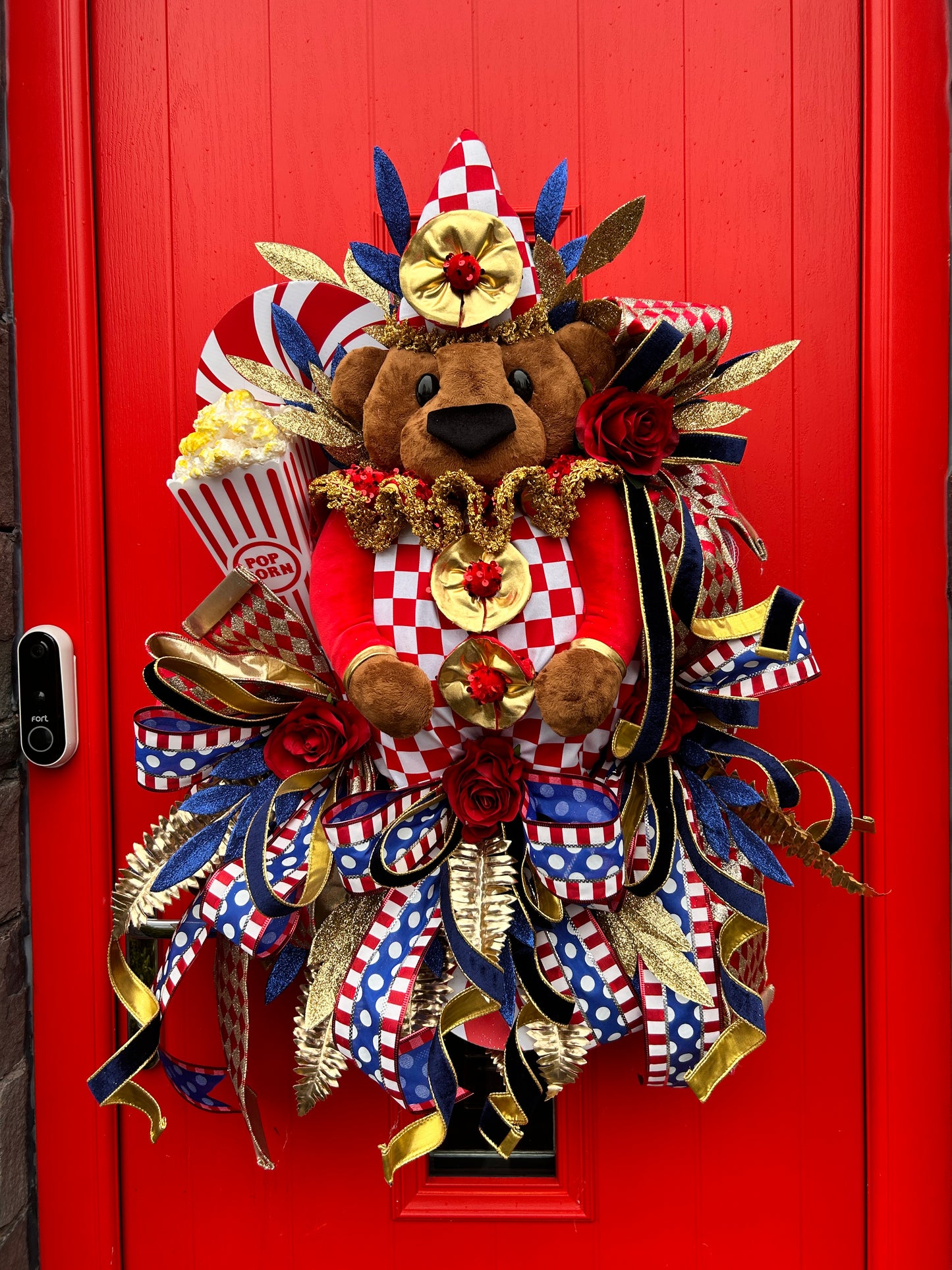 Circus bear wreath. Handmade attachment