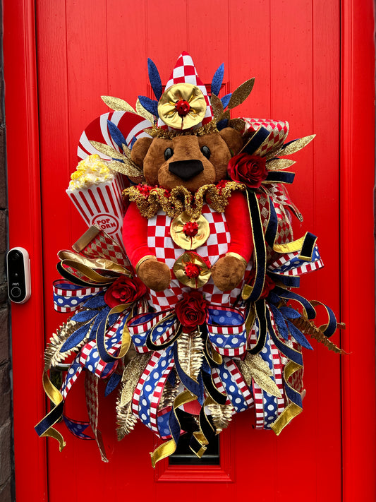 Circus bear wreath. Handmade attachment
