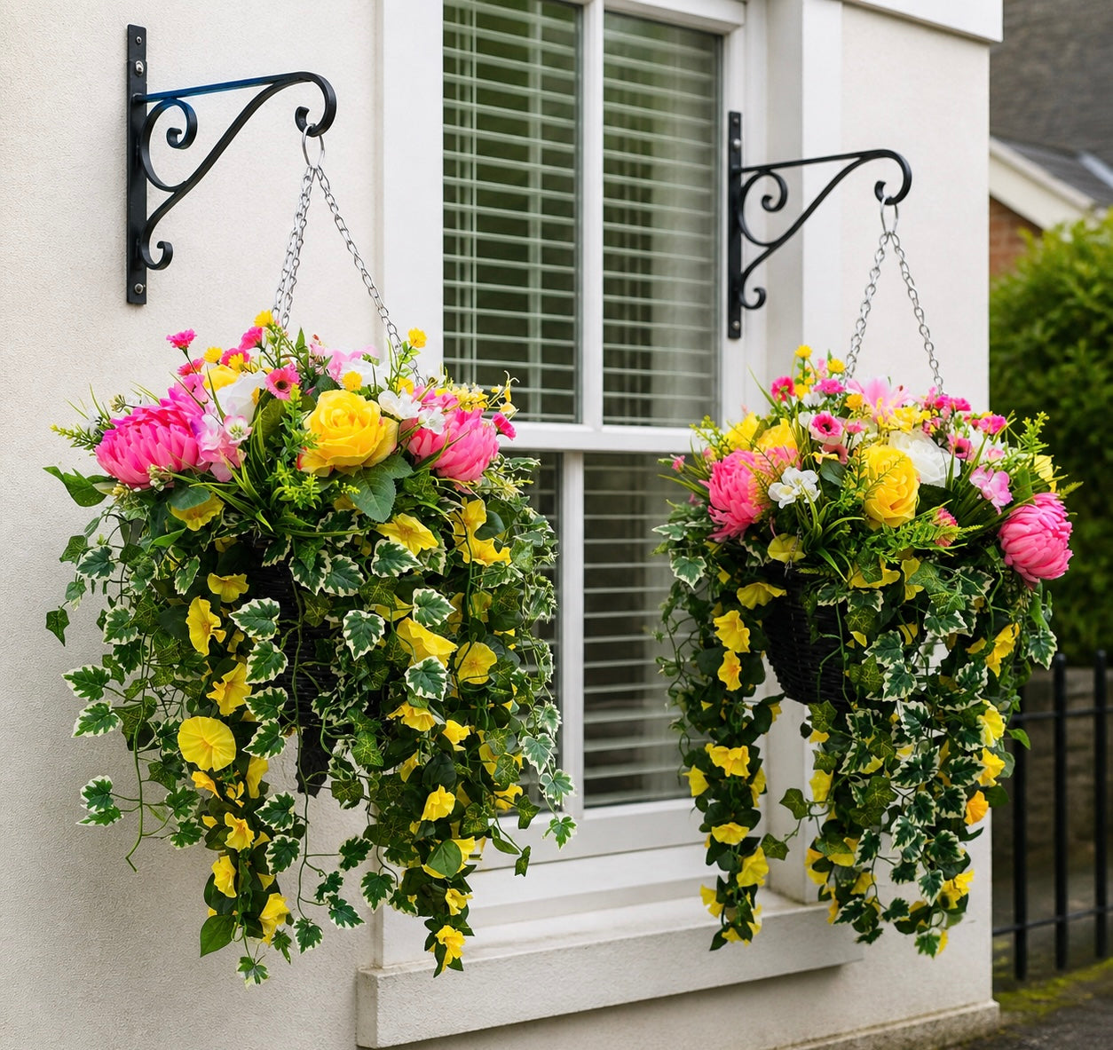 Hanging baskets weighted