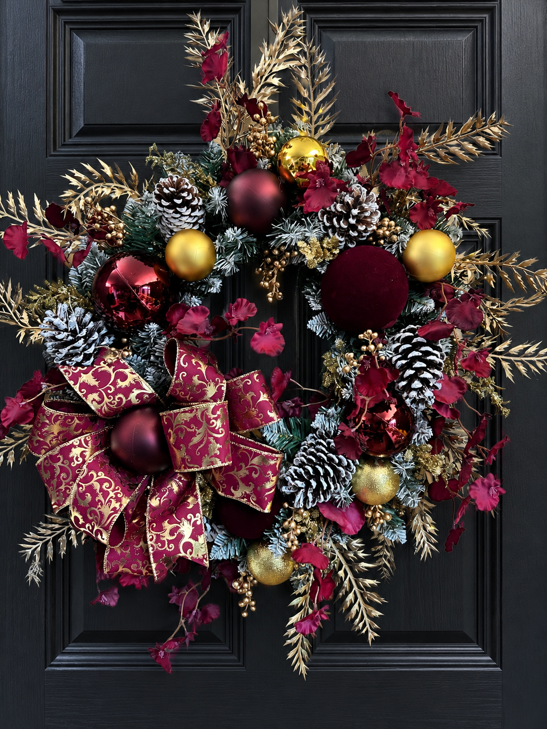 Burgundy and gold wreath