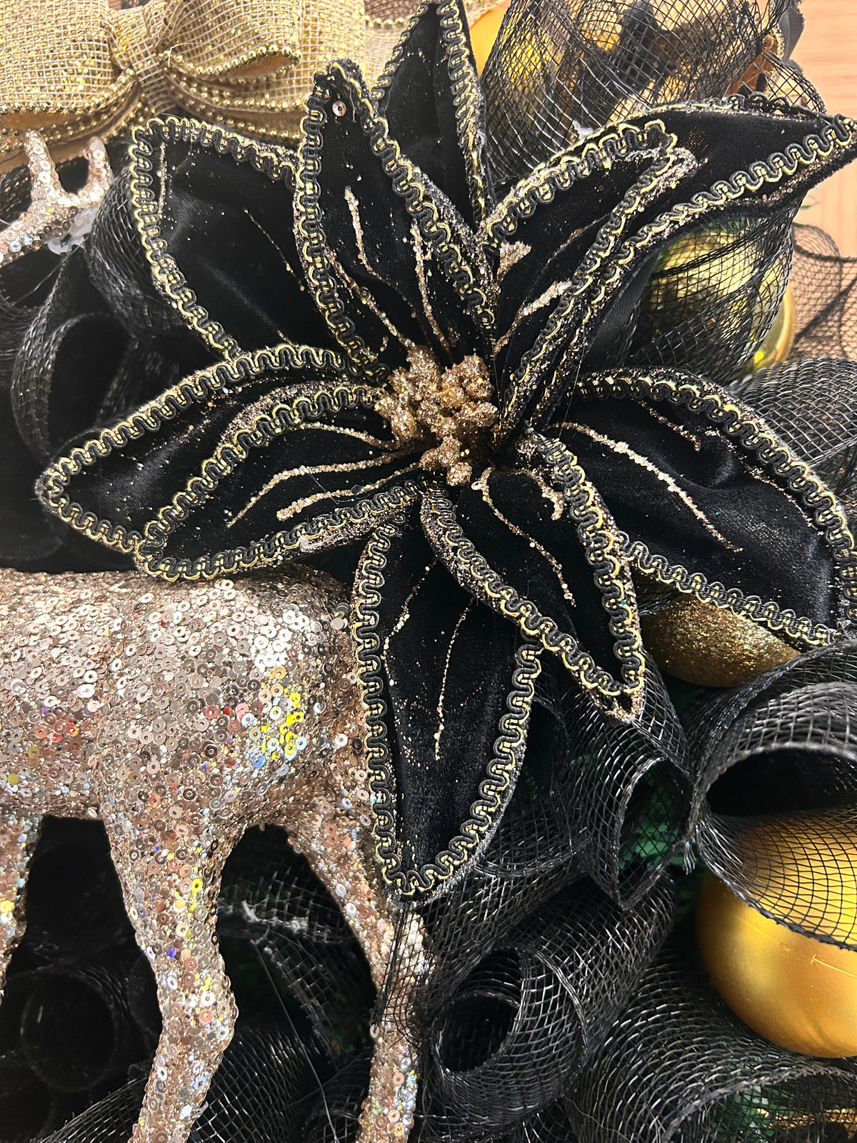 Gold reindeer wreath