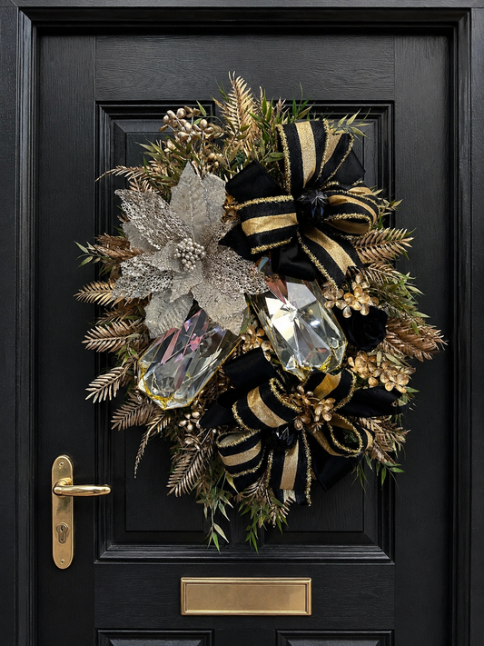 Black and gold jewel wreath