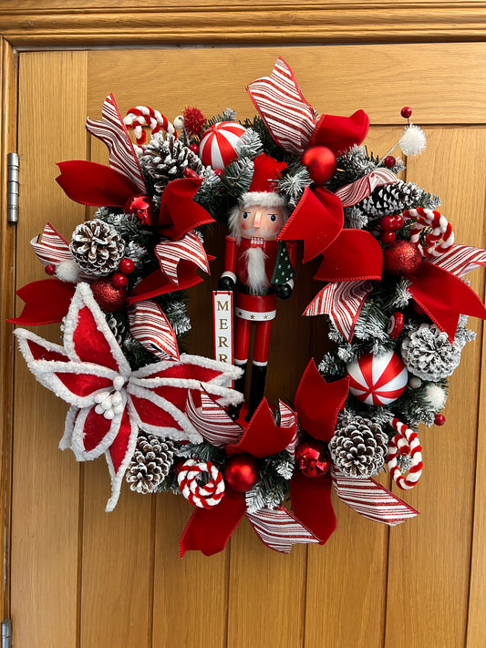 Red nutcracker wreath