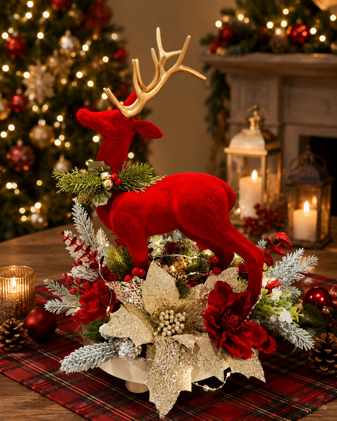 Red stag table centre piece