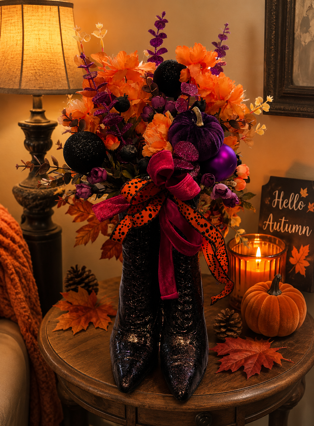 Purple witches boots 22”
