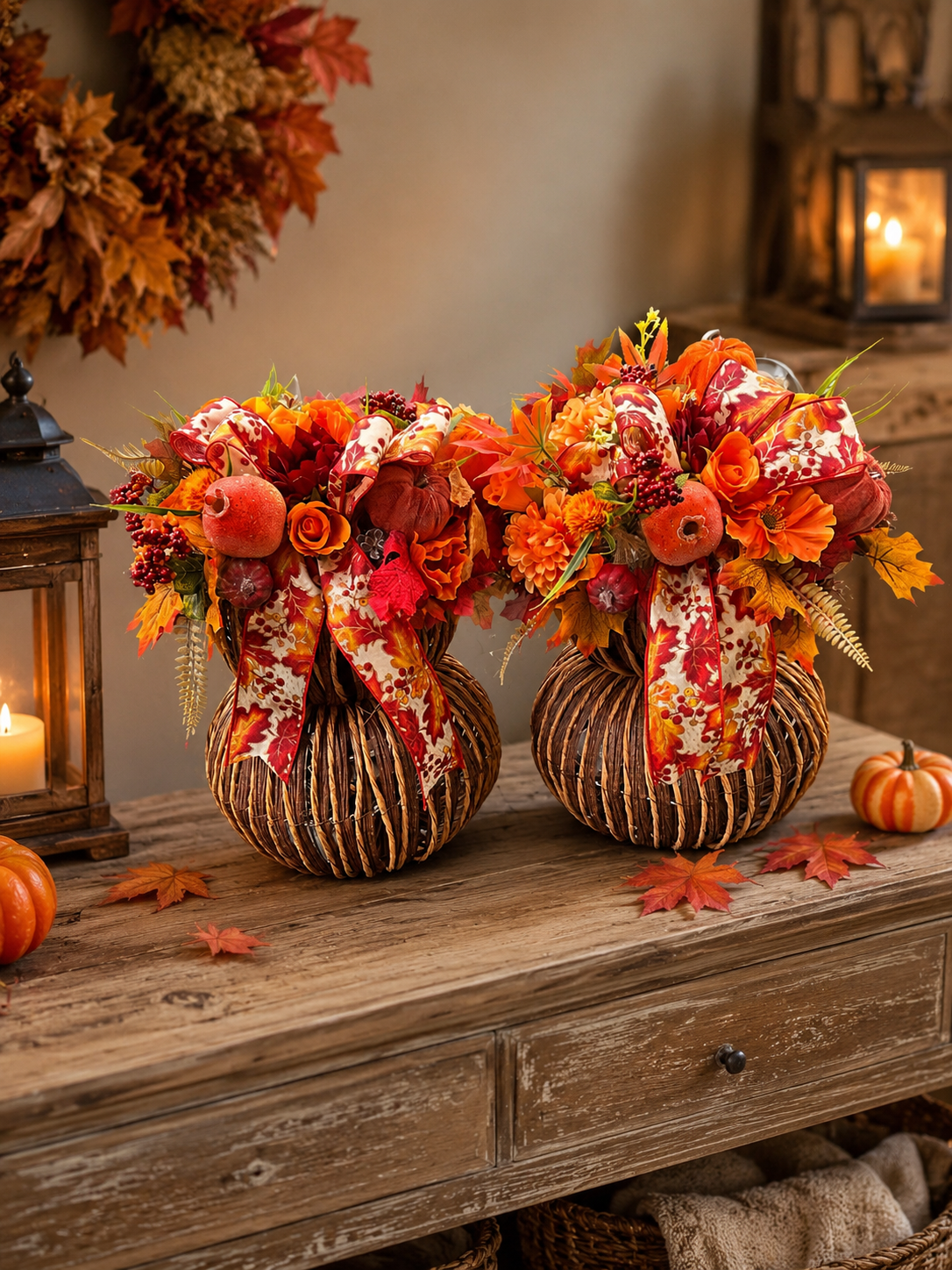 Autumn light up pumpkin lantern